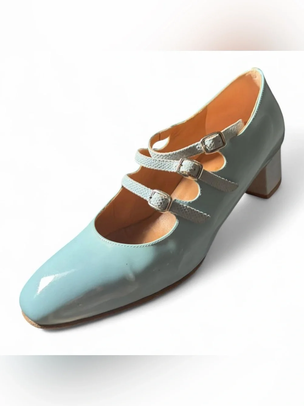 Carel Kina patent blue Mary Janes